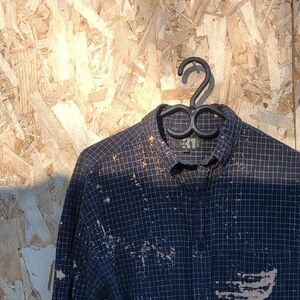 -VINTAGE- Simons Bleached Flannel Button Up Long Sleeve Shirt Size L